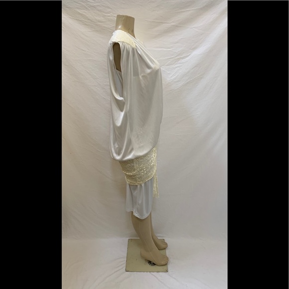 VTG 80s Judys Size 11 White Drop Waist Dress - Picture 5 of 11